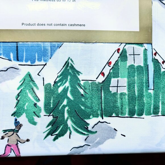 Cupcakes & Cashmere Christmas Tree Holiday Cotton Sheet Set - 4-pc FULL Size - Picture 4 of 7